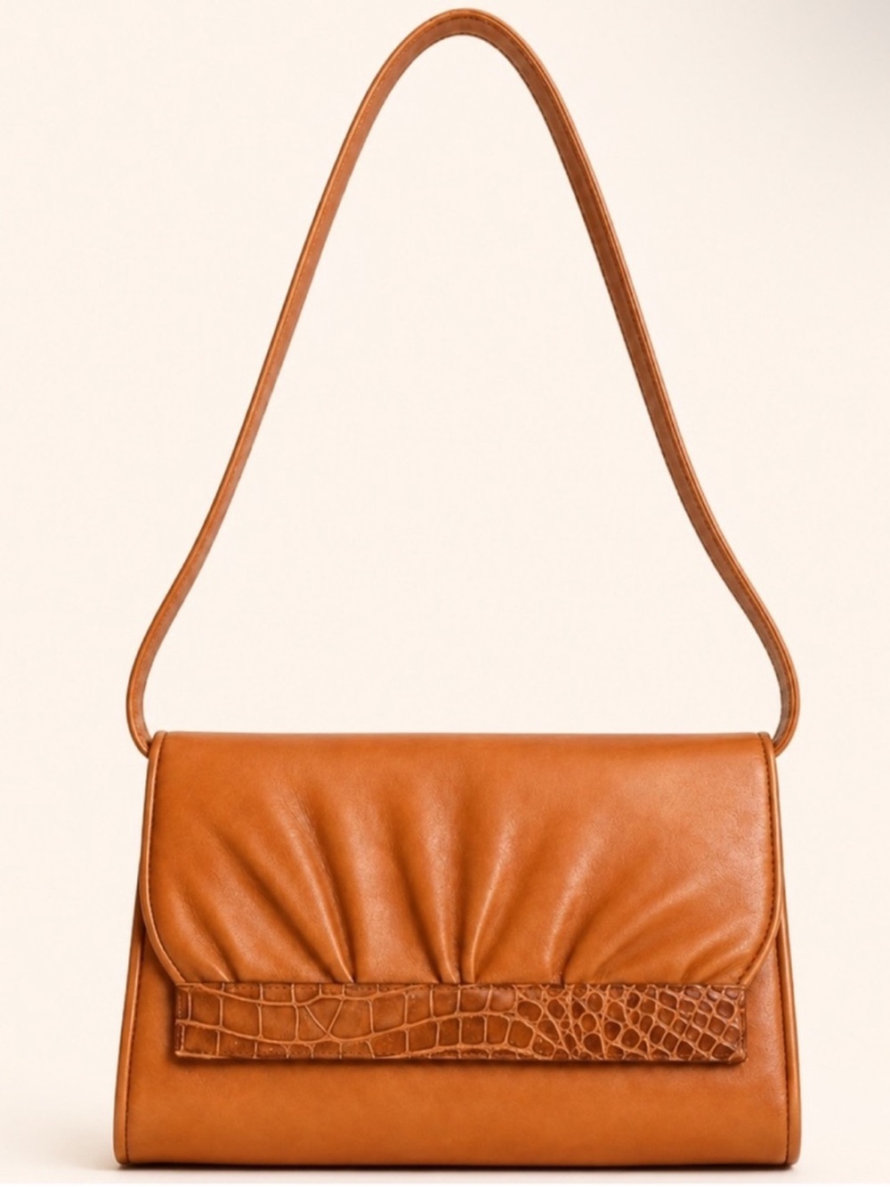 Gucci Vintage Cognac Leather Convertible Shoulder Bag Clutch - Picture 3 of 12